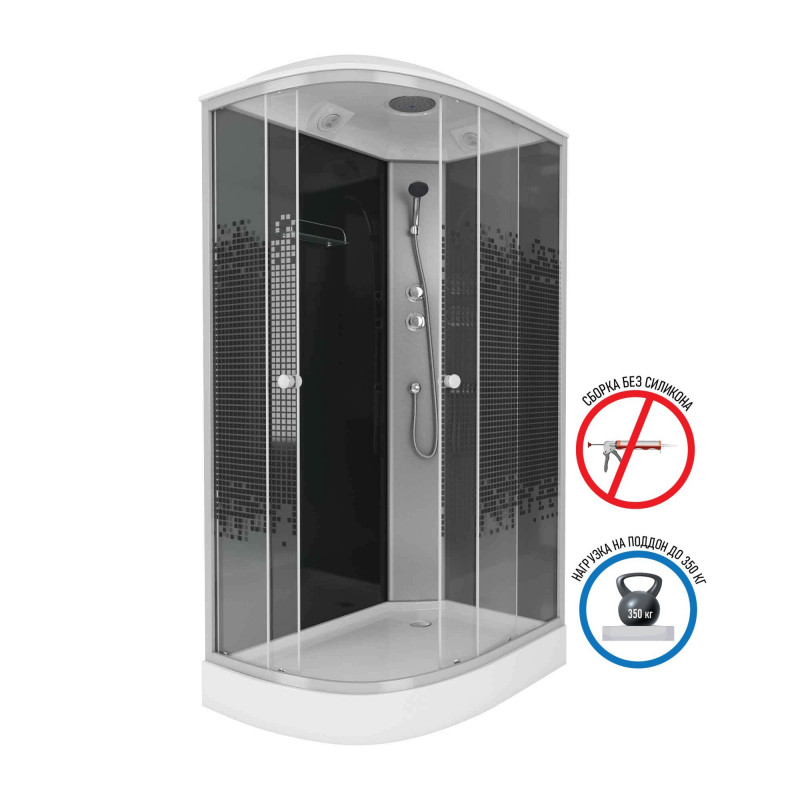 Душевая кабина Niagara NG-4512-14R BLACK размер 120*80*215 см, низкий поддон 13 см