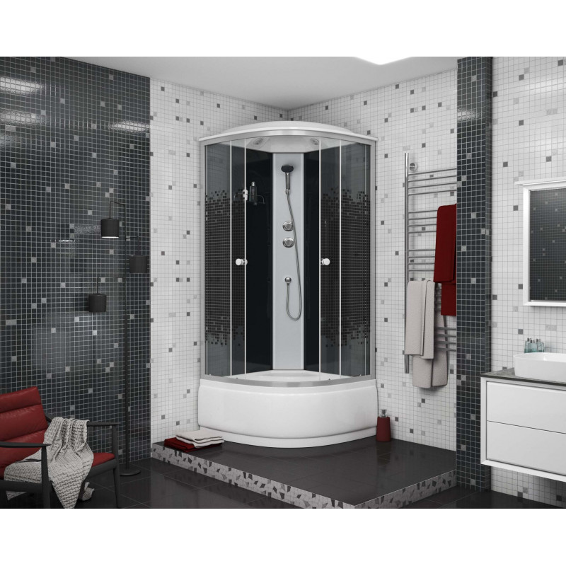 Душевая кабина Niagara NG-7507-14BLACK размер 80*80*215 см, высокий поддон 40 см
