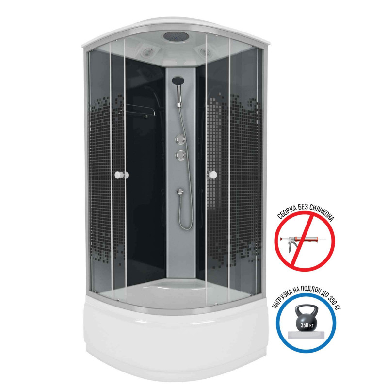 Душевая кабина Niagara NG-7507-14BLACK размер 80*80*215 см, высокий поддон 40 см