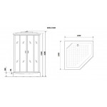 Душ.каб. NG-6002-01GD (1000х1000х2200) низкий поддон(16 см) стекло ПРОЗРАЧНОЕ, 4 места
