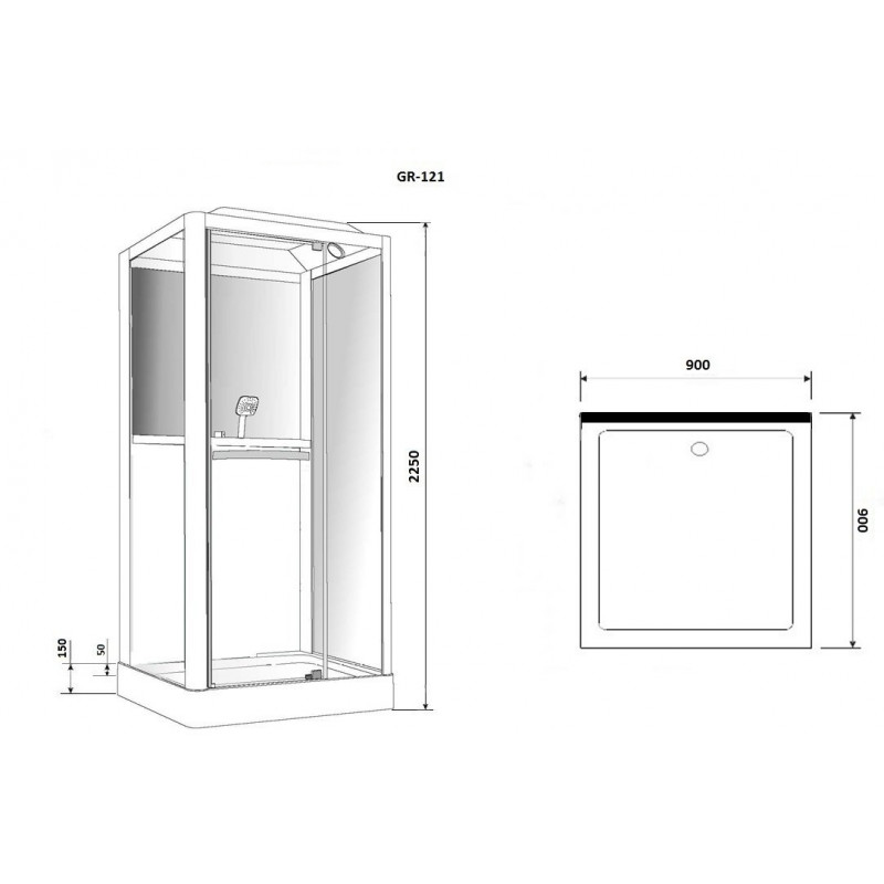 Душ.каб. GR121 (90x90x225) GROSSMAN 3 места