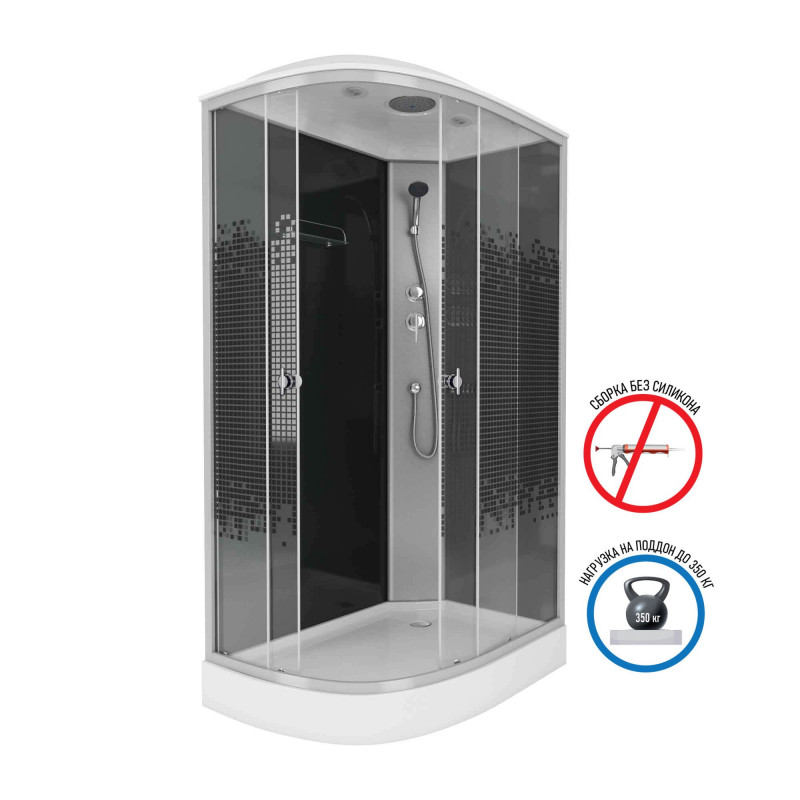Душевая кабина Niagara NG-4512-14L BLACK размер 120*80*215 см, низкий поддон 13 см
