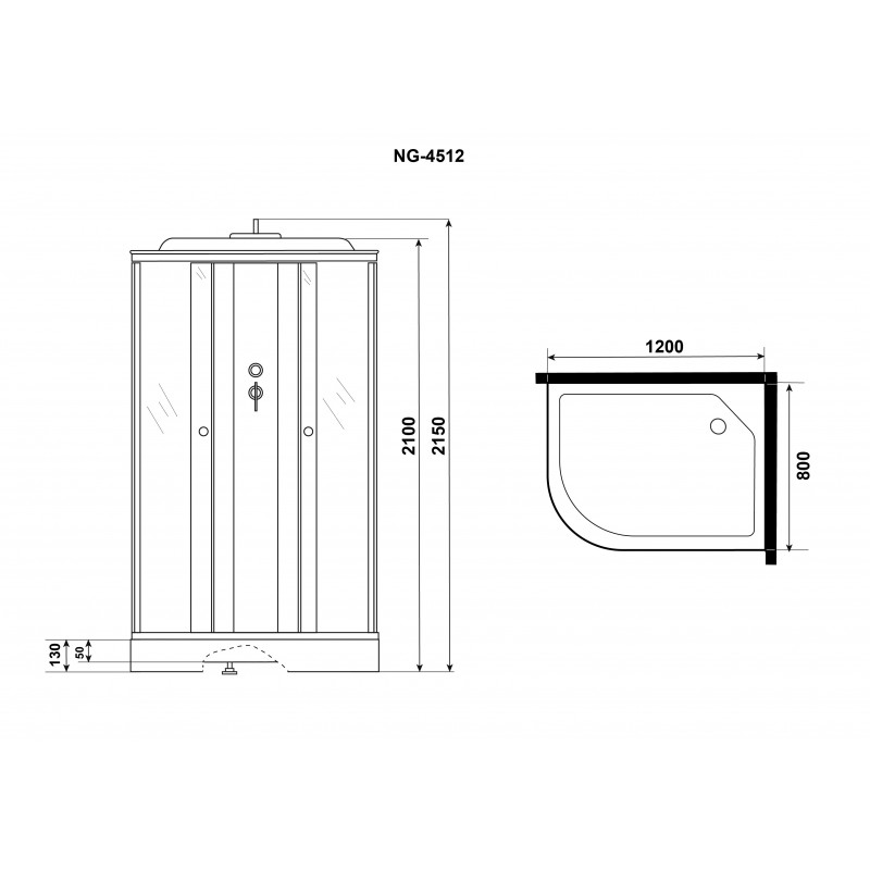 Душевая кабина Niagara NG-4512-14L BLACK размер 120*80*215 см, низкий поддон 13 см