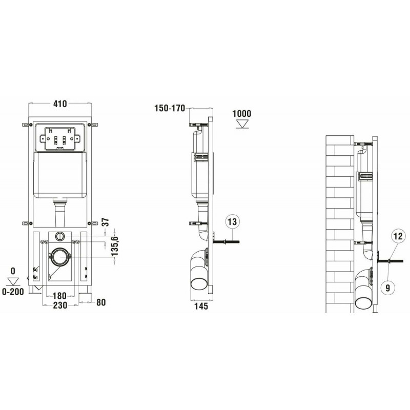 WW MARBERG 410 RD WT Инсталляция для унитаза. Круглая белая кнопка