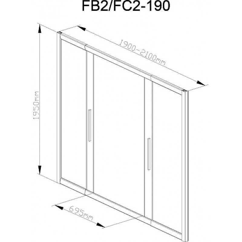 Дверь в нишу DETO FC2 190-210 Chrome