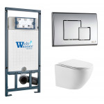 Унитаз с инсталляцией WeltWasser и кнопкой смыва (MARBERG 507 + MERZBACH 041 XL GL-WT + MAR 507 SE)