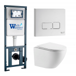 Унитаз с инсталляцией WeltWasser и кнопкой смыва (MARBERG 410 + MERZBACH 041 XL GL-WT + MAR 410 SE GL-WT)