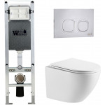 Унитаз с инсталляцией WeltWasser и кнопкой смыва (AMBERG 350 + MERZBACH 041 XL GL-WT + AMBERG RD-MT CR)