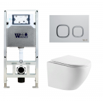 Унитаз с инсталляцией WeltWasser и кнопкой смыва (AMBERG 506 ST + MERZBACH 041 XL GL-WT + AMBERG RD-WT)