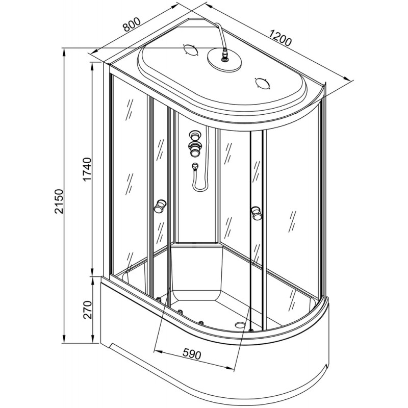 Душевая кабина DETO L720L с электрикой
