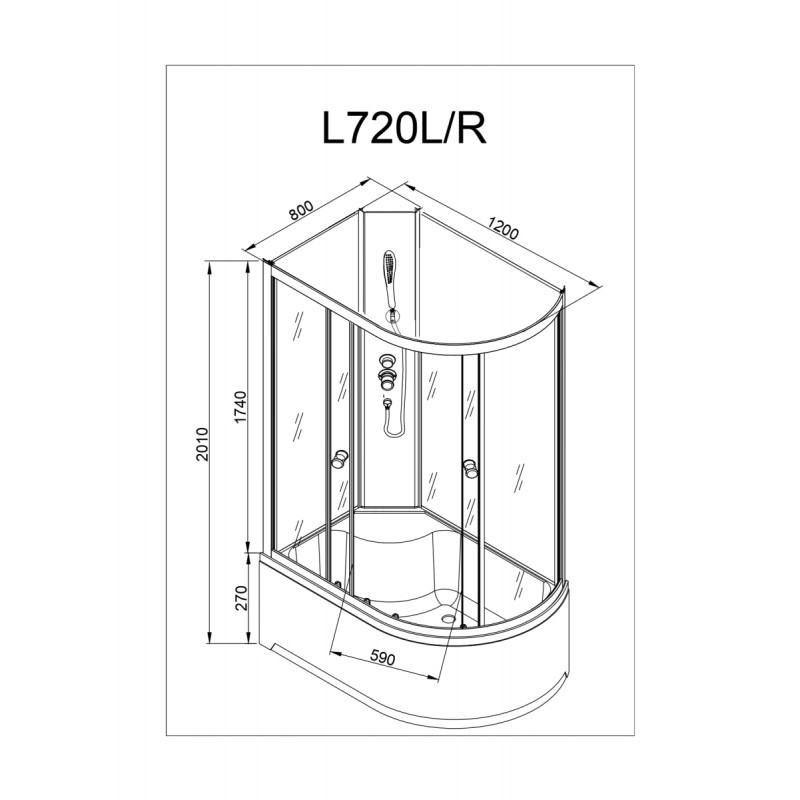 Душевая кабина DETO L720RN без крыши