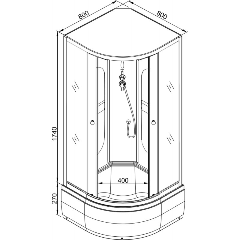 Душевая кабина DETO L780N без крыши
