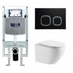 Унитаз с инсталляцией WeltWasser и кнопкой смыва (AMBERG 497 ST + MERZBACH 041 XL GL-WT + AMBERG RD-BL)