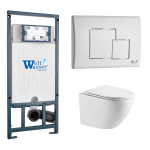 Унитаз с инсталляцией WeltWasser и кнопкой смыва (MARBERG 507 + MERZBACH 041 XL GL-WT + MAR 507 SE GL-WT)