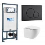 Унитаз с инсталляцией WeltWasser и кнопкой смыва (MARBERG 507 + MERZBACH 041 XL GL-WT + MAR 507 RD MT-BL)