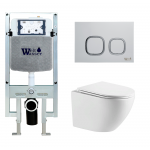 Унитаз с инсталляцией WeltWasser и кнопкой смыва (AMBERG 497 ST + MERZBACH 041 XL GL-WT + AMBERG RD-WT)