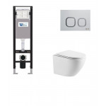 Унитаз с инсталляцией WeltWasser и кнопкой смыва (AMBERG 350 + MERZBACH 041 XL GL-WT + AMBERG RD-WT)